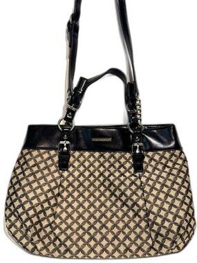 Dana Buchman Beige Brown Black Canvas Tote Handbag/Purse